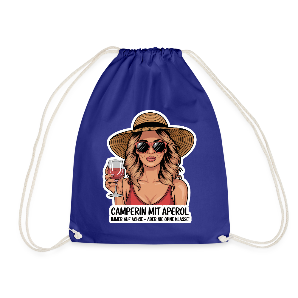 Camperin mit Aperol I Turnbeutel - Königsblau