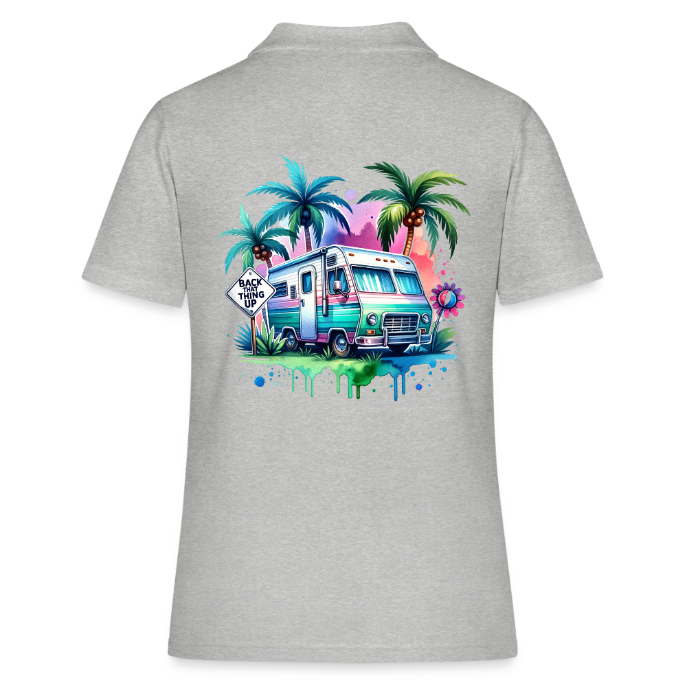 Wohnmobil unter Palmen | Frauen Polo Shirt - Grau meliert