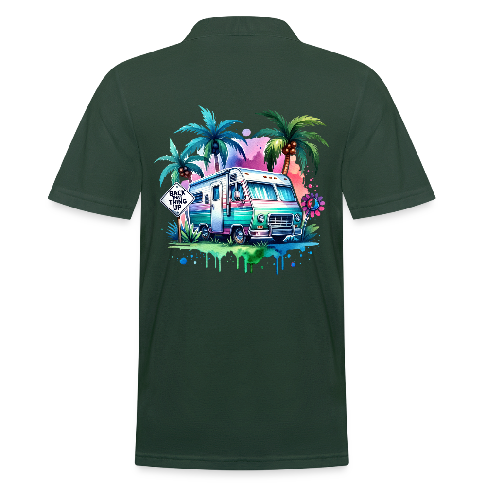 Wohnmobil unter Palmen | Männer Poloshirt - Tannengrün