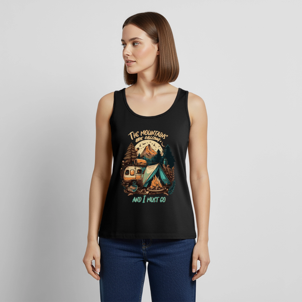 THE MOUNTAINS ARE CALLING | Frauen Premium Tank Top - Schwarz