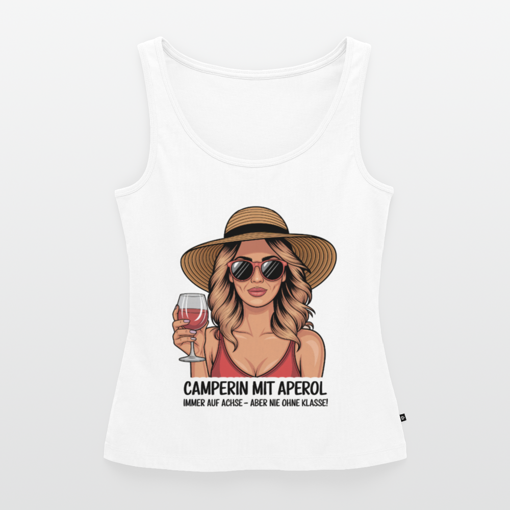 Camperin mit Aperol I Frauen Tank Top - Weiß