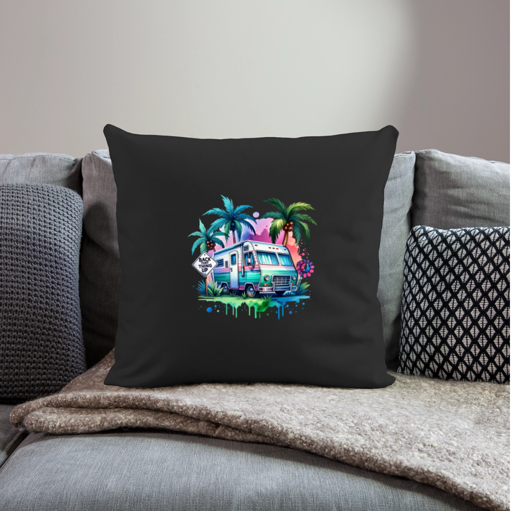 Wohnmobil unter Palmen | Sofakissenbezug 44 x 44 cm - Schwarz