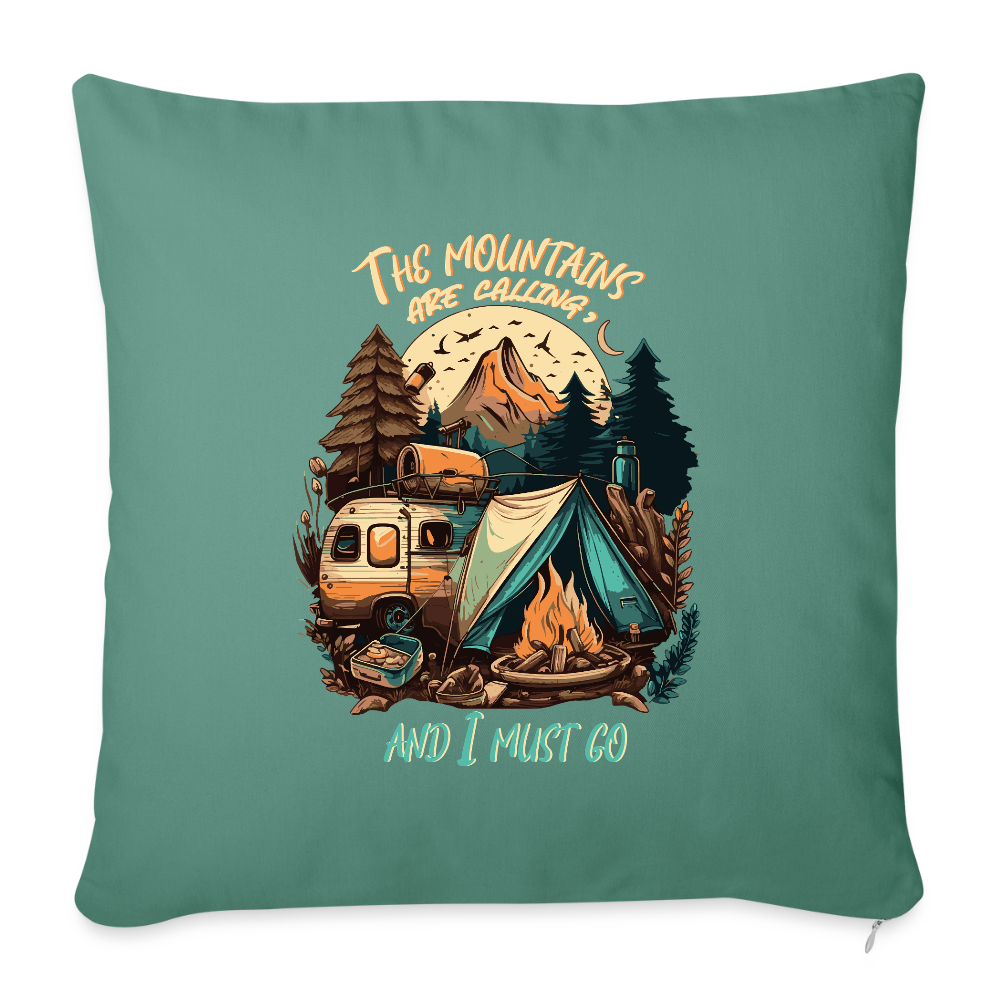 THE MOUNTAINS ARE CALLING | Sofakissenbezug 44 x 44 cm - Tanngrün