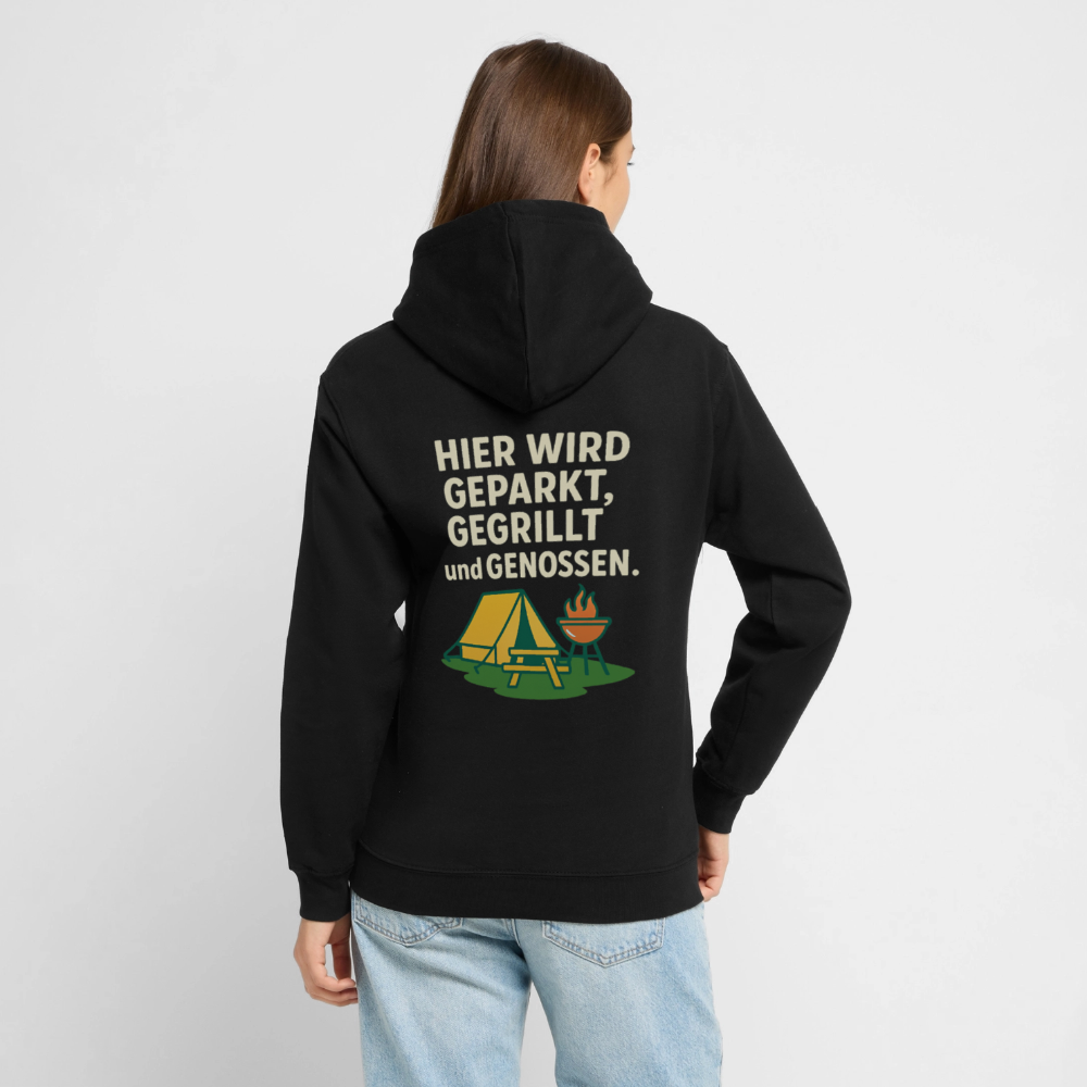 Hier wird geparkt, gegrillt und genossen. | Unisex Hoodie - Schwarz