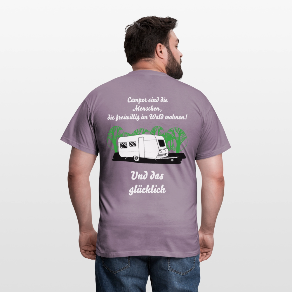 CAMPER SIND DIE MENSCHEN, DIE FREIWILLIG IM WALD WOHNEN! | Männer T-Shirt - Lilagrau 