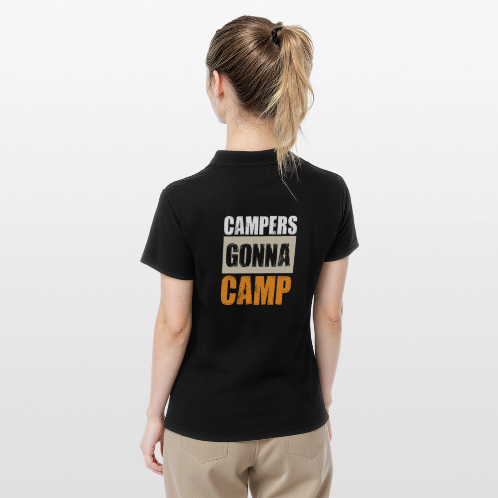CAMPERS GONNA CAMP | Frauen Polo Shirt - Schwarz