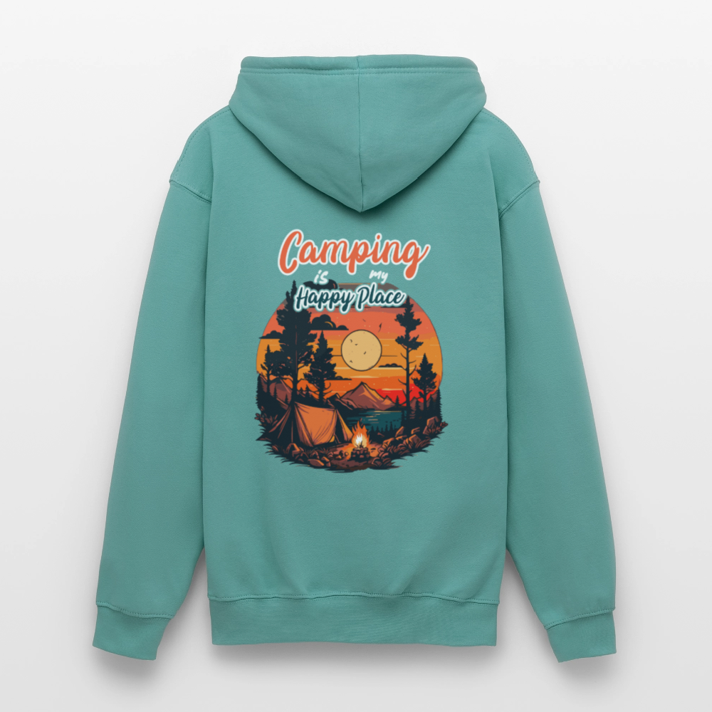 CAMPING IS MY HAPPY PLACE | Unisex Hoodie - Pastelltürkis