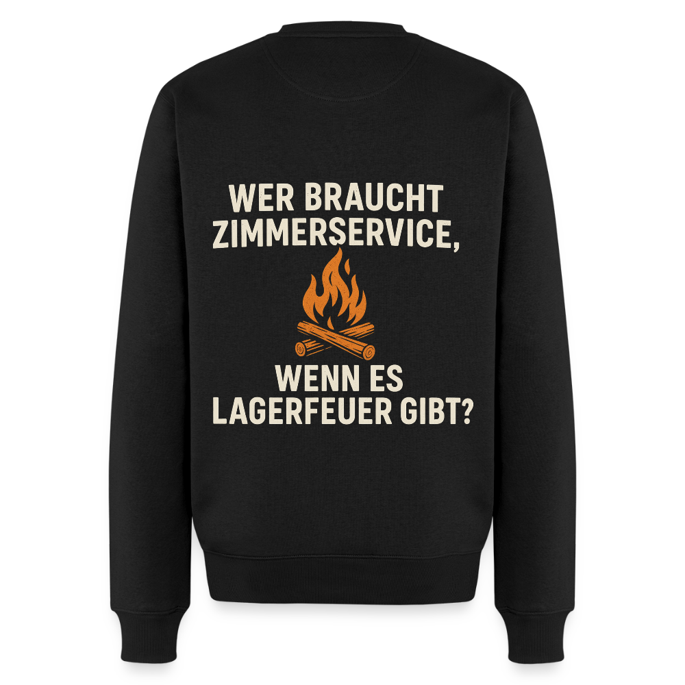 Wer braucht Zimmerservice, wenn es Lagerfeuer gibt? | Männer Premium Pullover - Schwarz