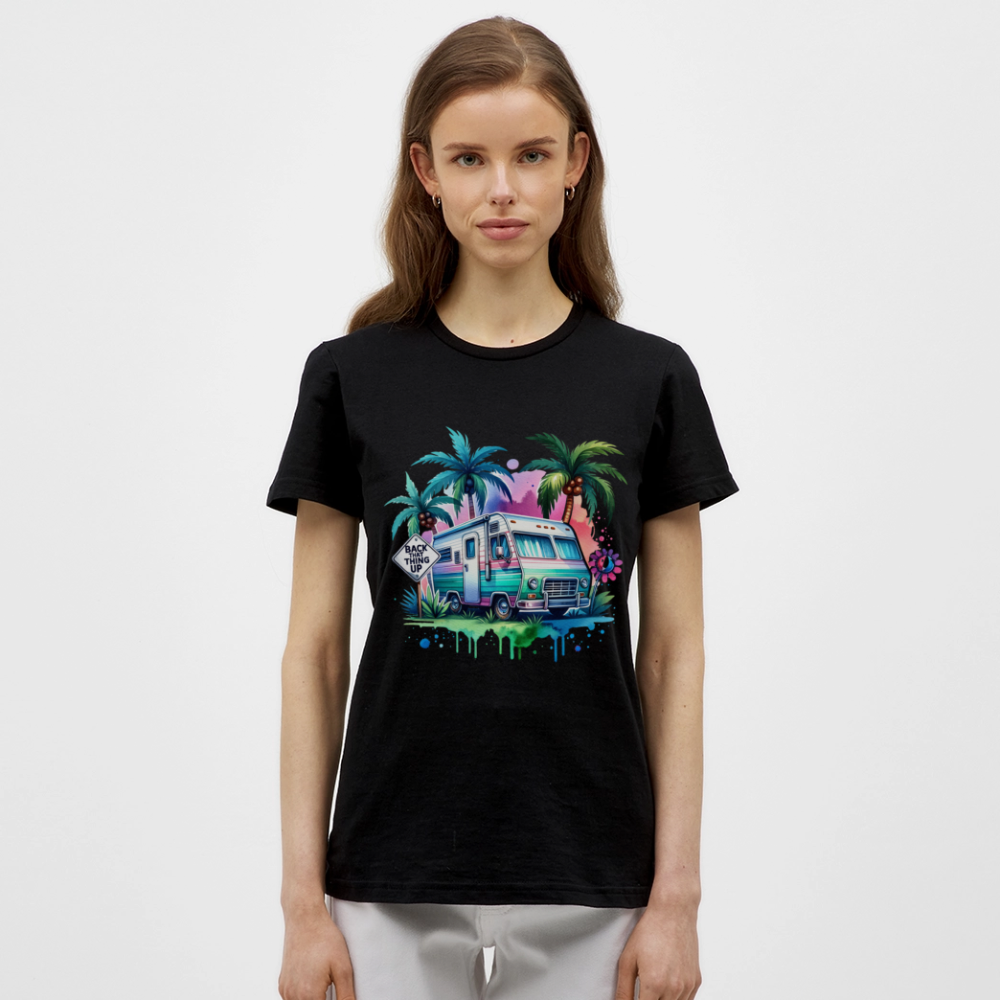 Wohnmobil unter Palmen | Frauen T-Shirt - Schwarz