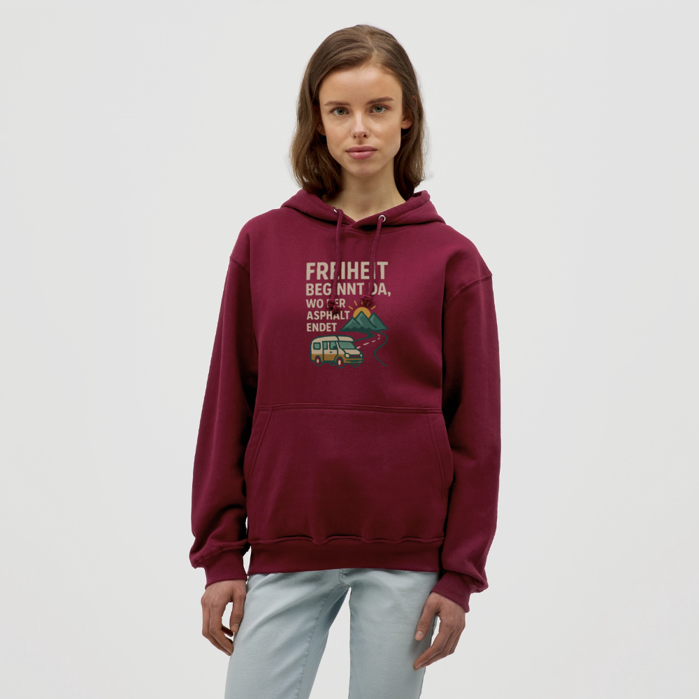 Freiheit beginnt da, wo der Asphalt endet | Unisex Hoodie - Bordeaux