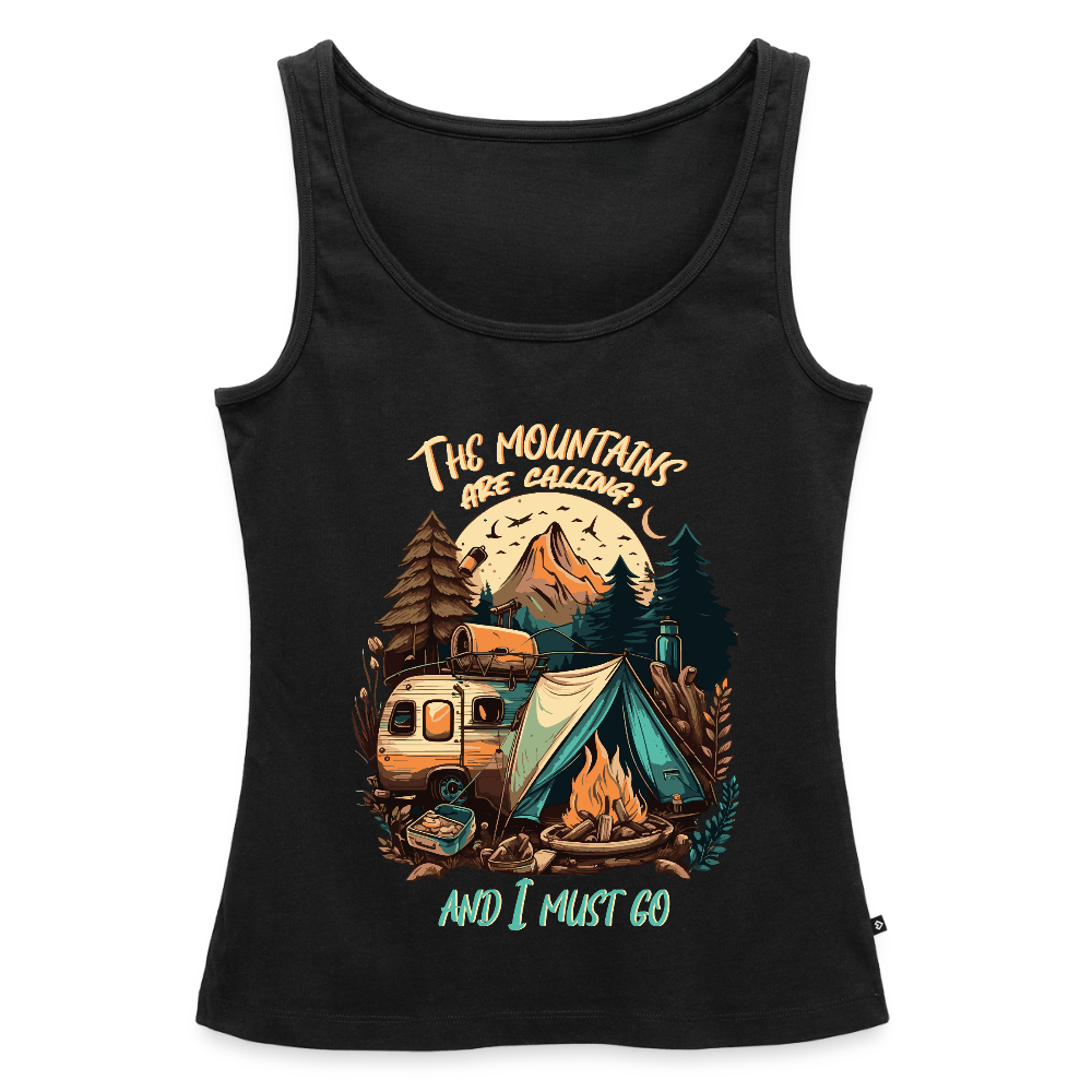 THE MOUNTAINS ARE CALLING | Frauen Premium Tank Top - Schwarz