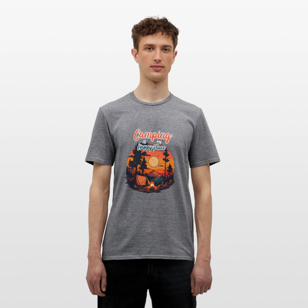 CAMPING IS MY HAPPY PLACE | Männer T-Shirt - Graphit meliert