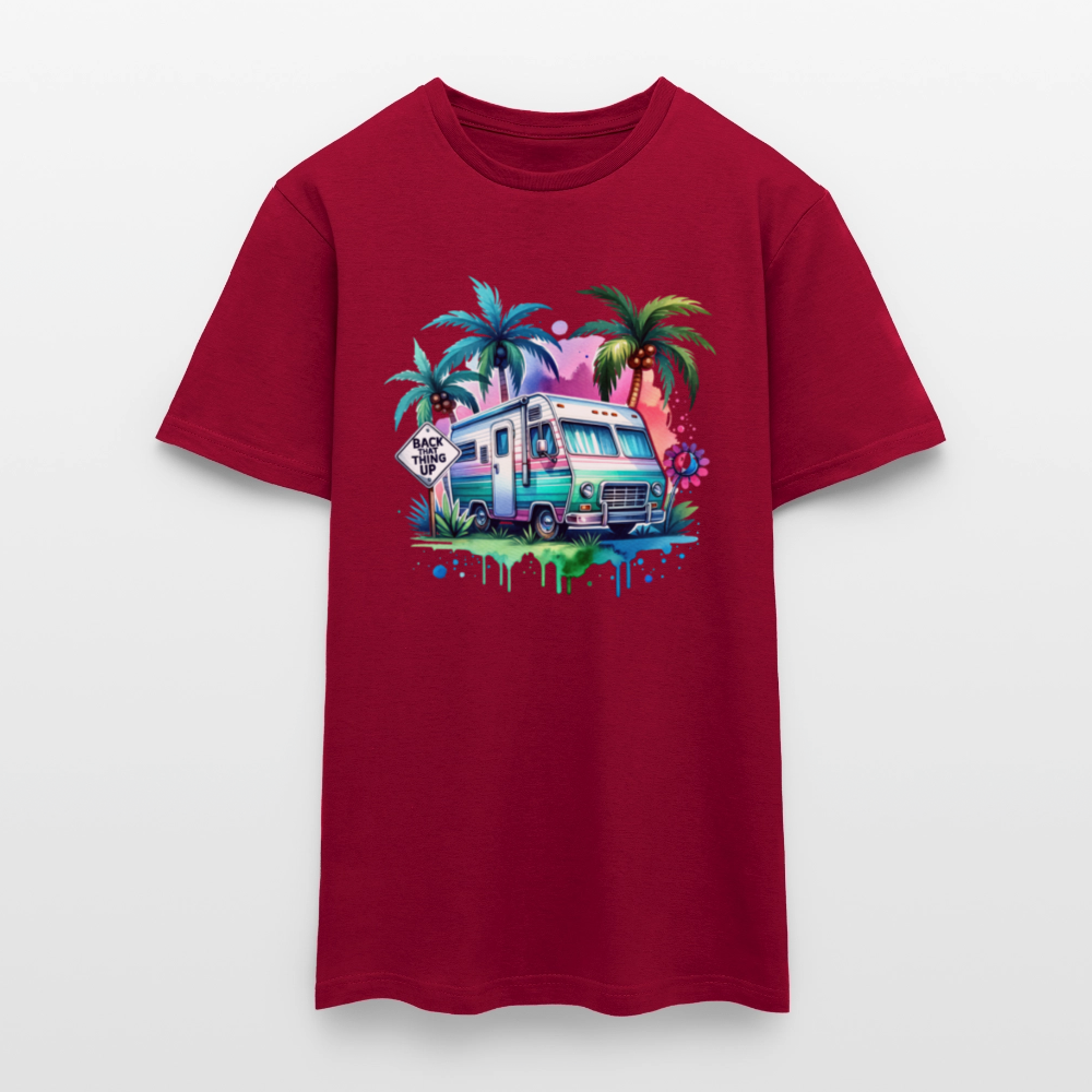 Wohnmobil unter Palmen | Männer T-Shirt - Ziegelrot