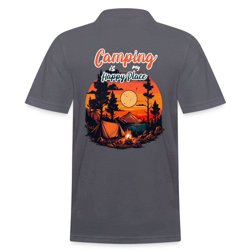 CAMPING IS MY HAPPY PLACE | Männer Poloshirt - Anthrazit