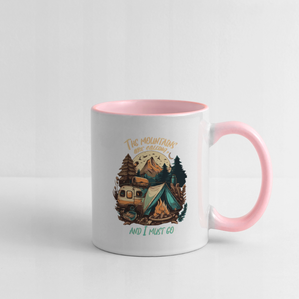 THE MOUNTAINS ARE CALLING | Tasse zweifarbig - Weiß/Pink