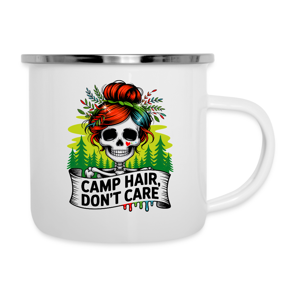 CAMP HAIR, DON´T CARE | Emaille-Tasse - Weiß
