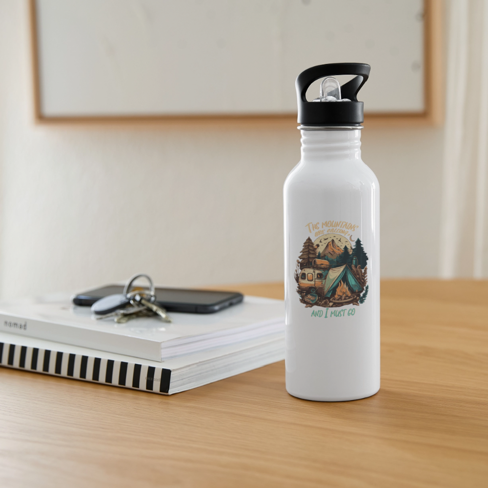 THE MOUNTAINS ARE CALLING | Trinkflasche - Weiß
