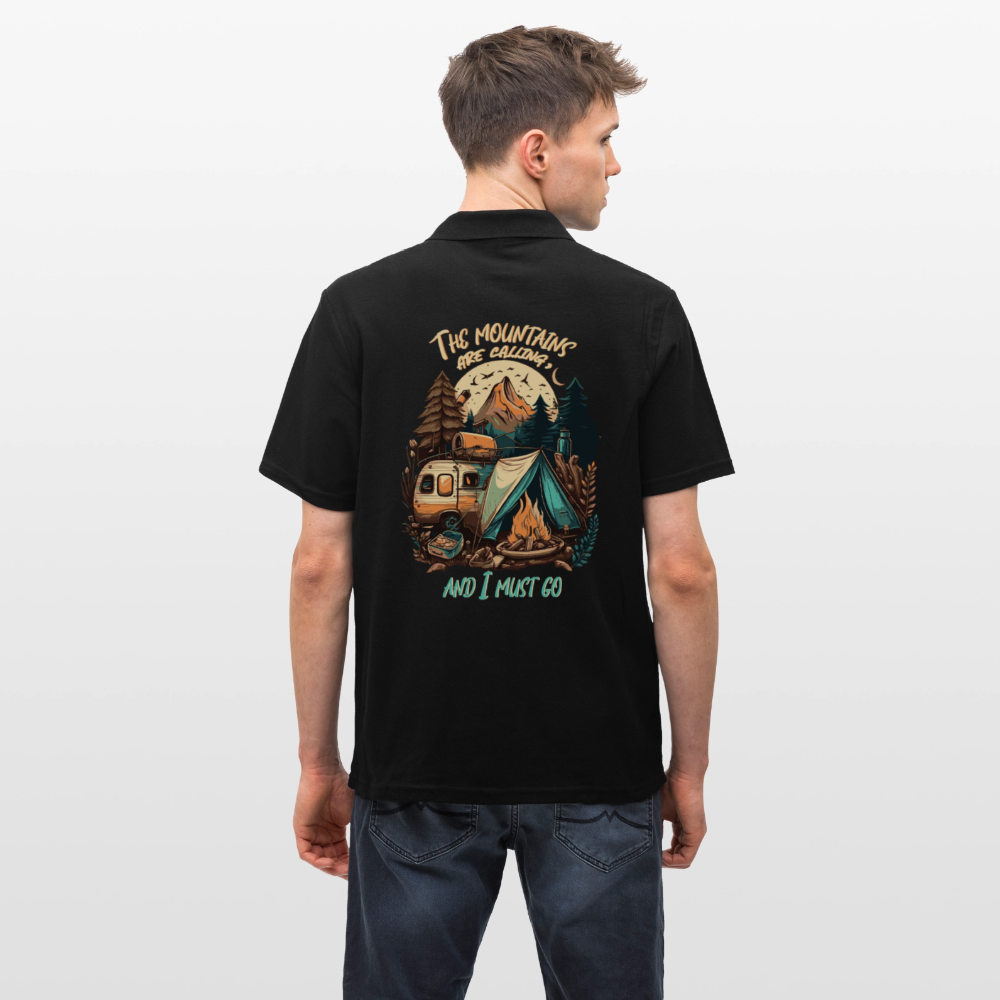 THE MOUNTAINS ARE CALLING | Männer Poloshirt - Schwarz