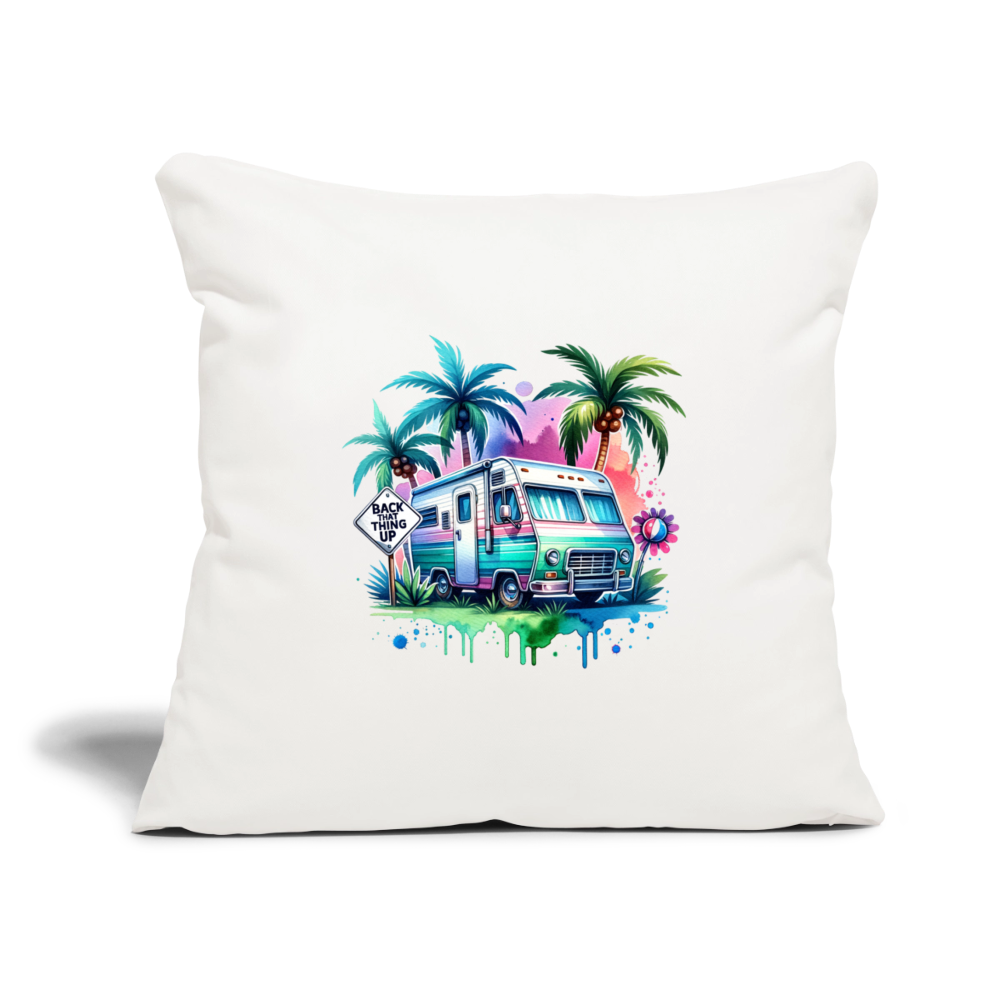 Wohnmobil unter Palmen | Sofakissenbezug 44 x 44 cm - Naturweiß 