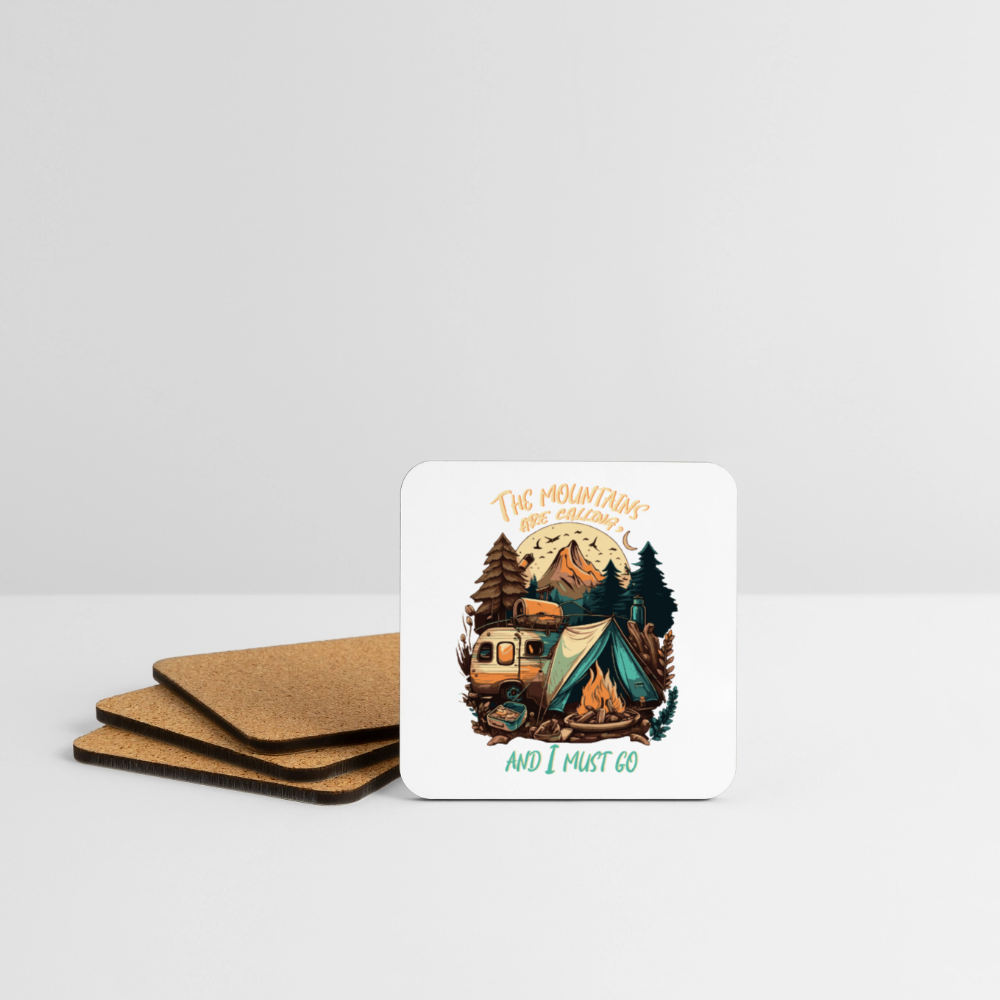 THE MOUNTAINS ARE CALLING | Untersetzer (4er-Set) - Weiß