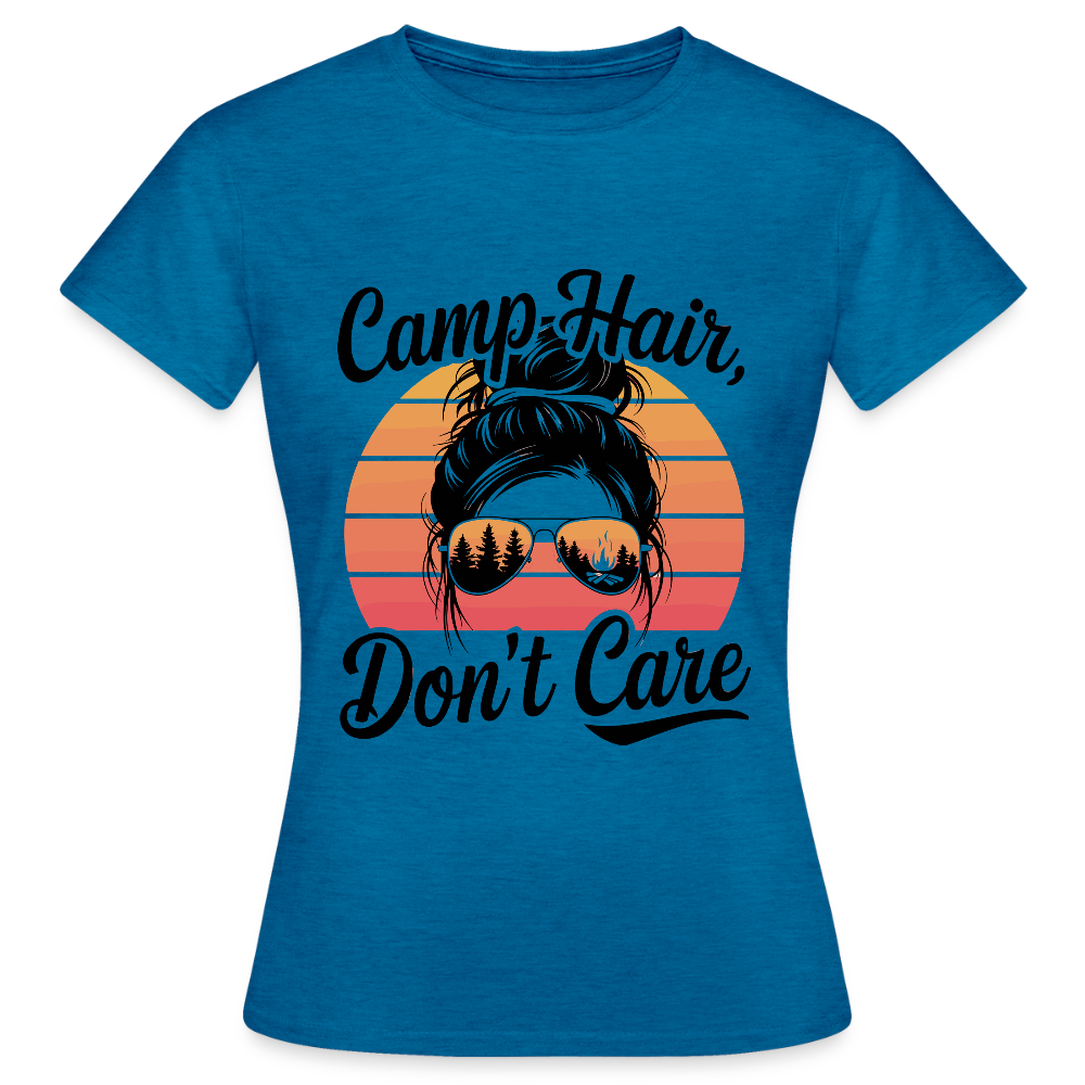 CAMP HAIR, DON´T CARE | Frauen T-Shirt - Antikblaues Saphir meliert