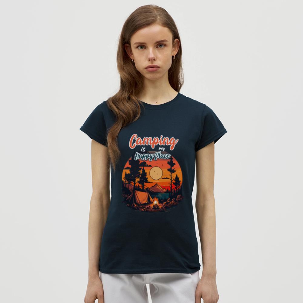 CAMPING IS MY HAPPY PLACE | Frauen T-Shirt - Navy