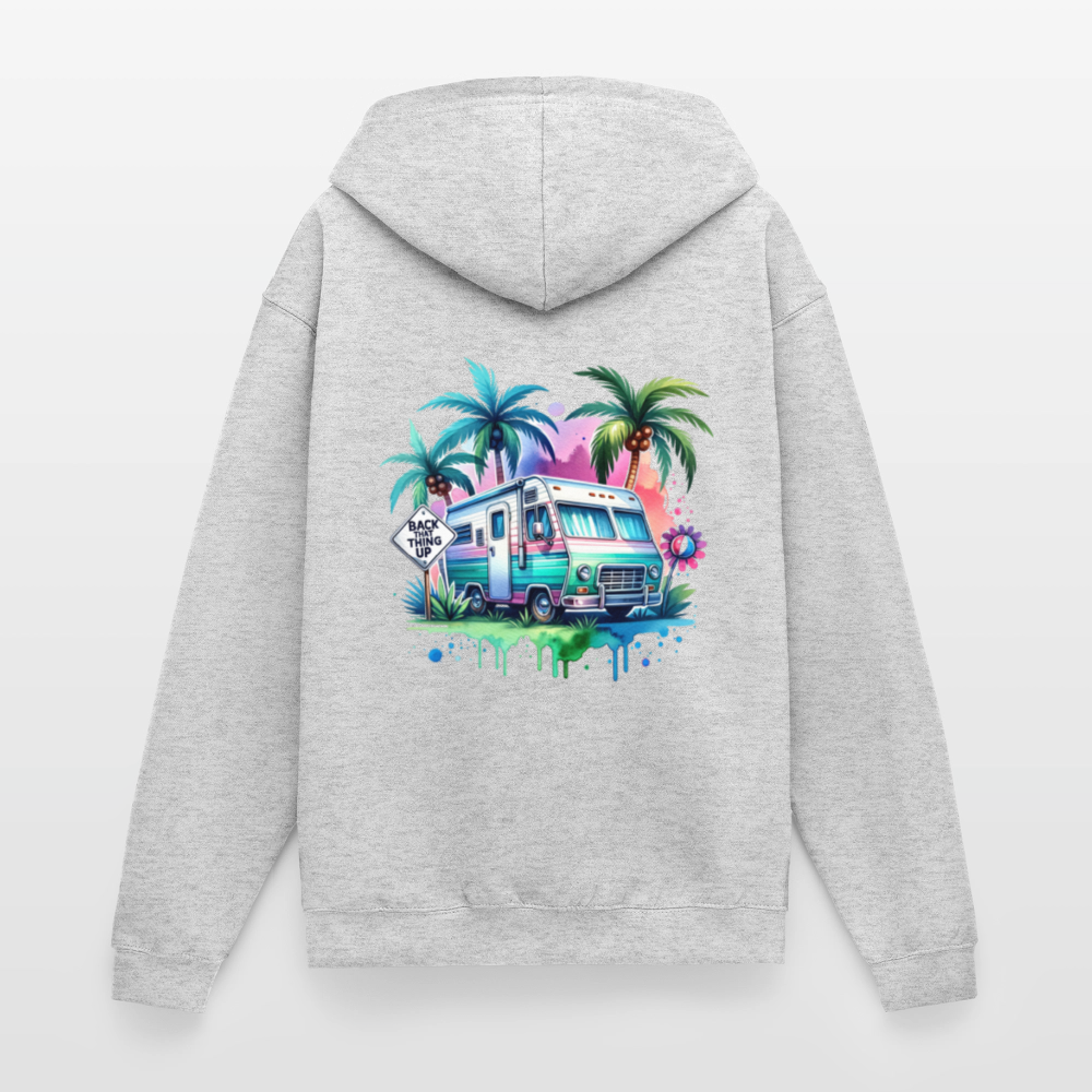 Wohnmobil unter Palmen | Unisex Kapuzenjacke - Hellgrau meliert