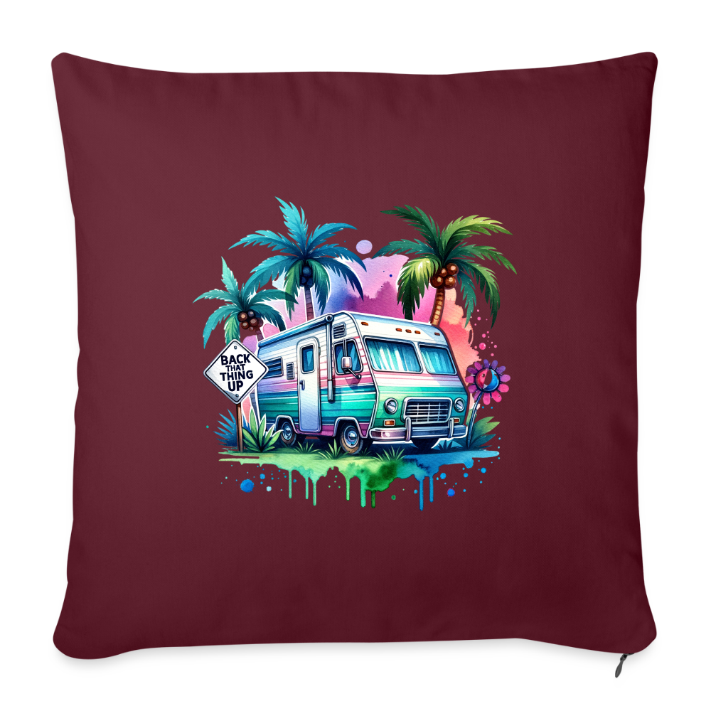Wohnmobil unter Palmen | Sofakissenbezug 44 x 44 cm - Burgunderrot