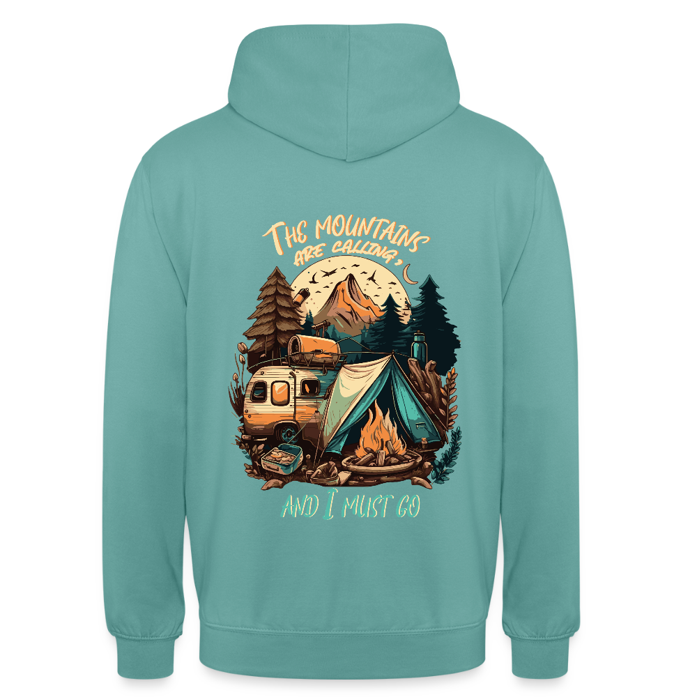 THE MOUNTAINS ARE CALLING | Unisex Hoodie - Pastelltürkis