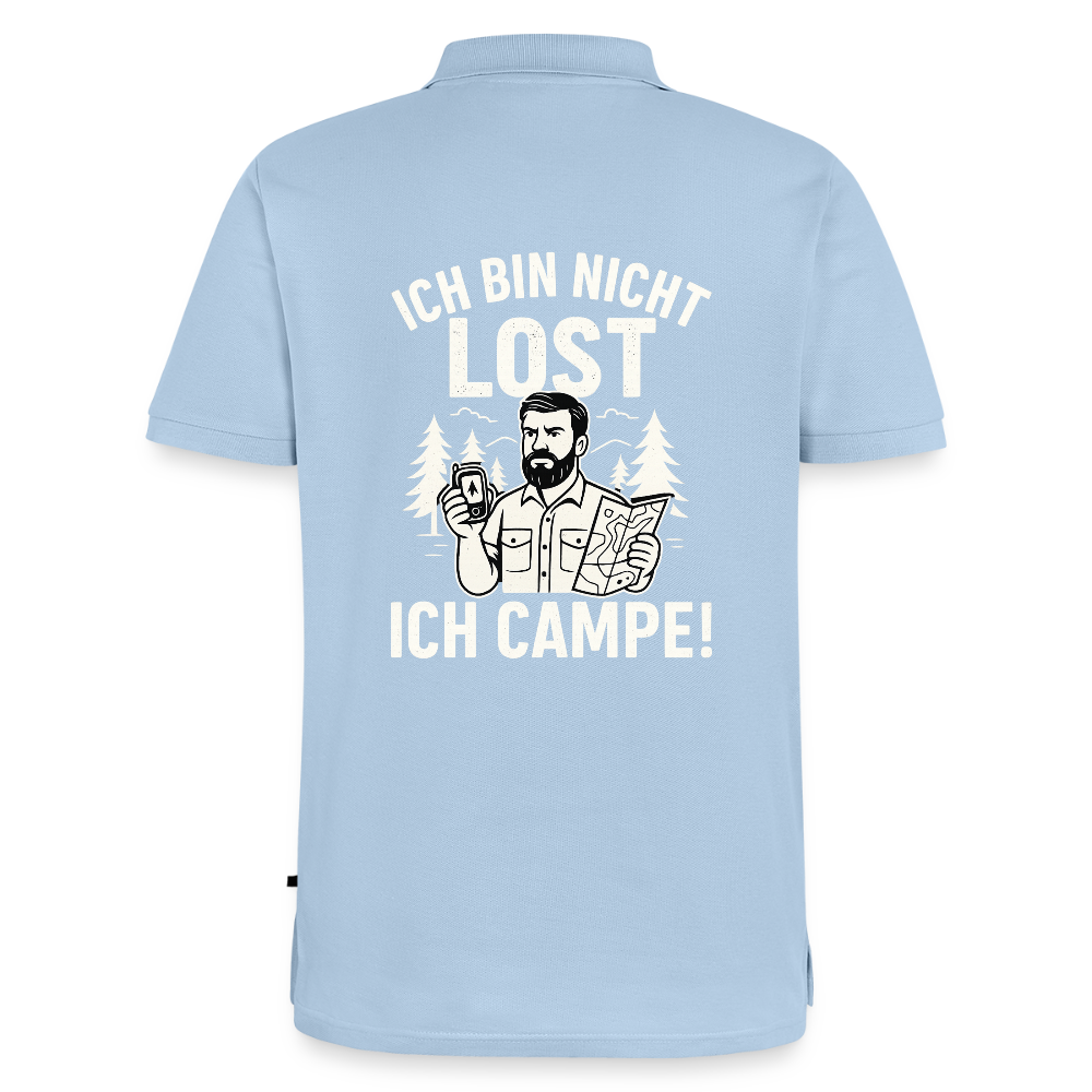 Ich bin nicht lost - ICH CAMPE! | Männer Premium Bio Polo Shirt - Hellblau
