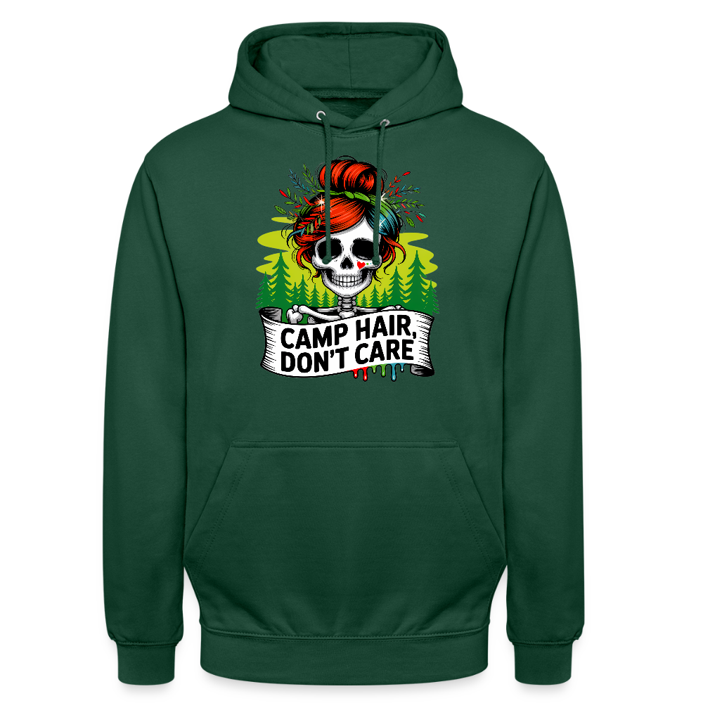 CAMP HAIR, DON´T CARE | Unisex Hoodie - Flaschengrün