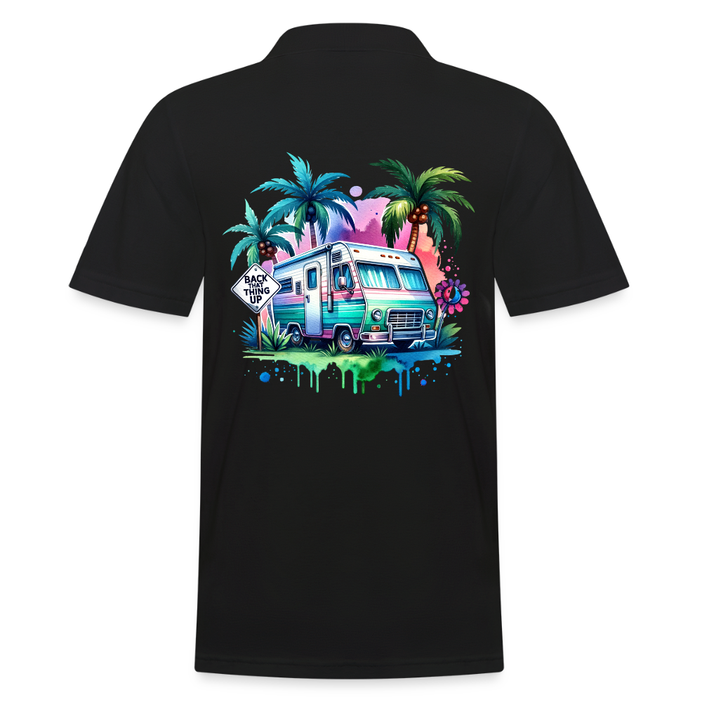 Wohnmobil unter Palmen | Männer Poloshirt - Schwarz