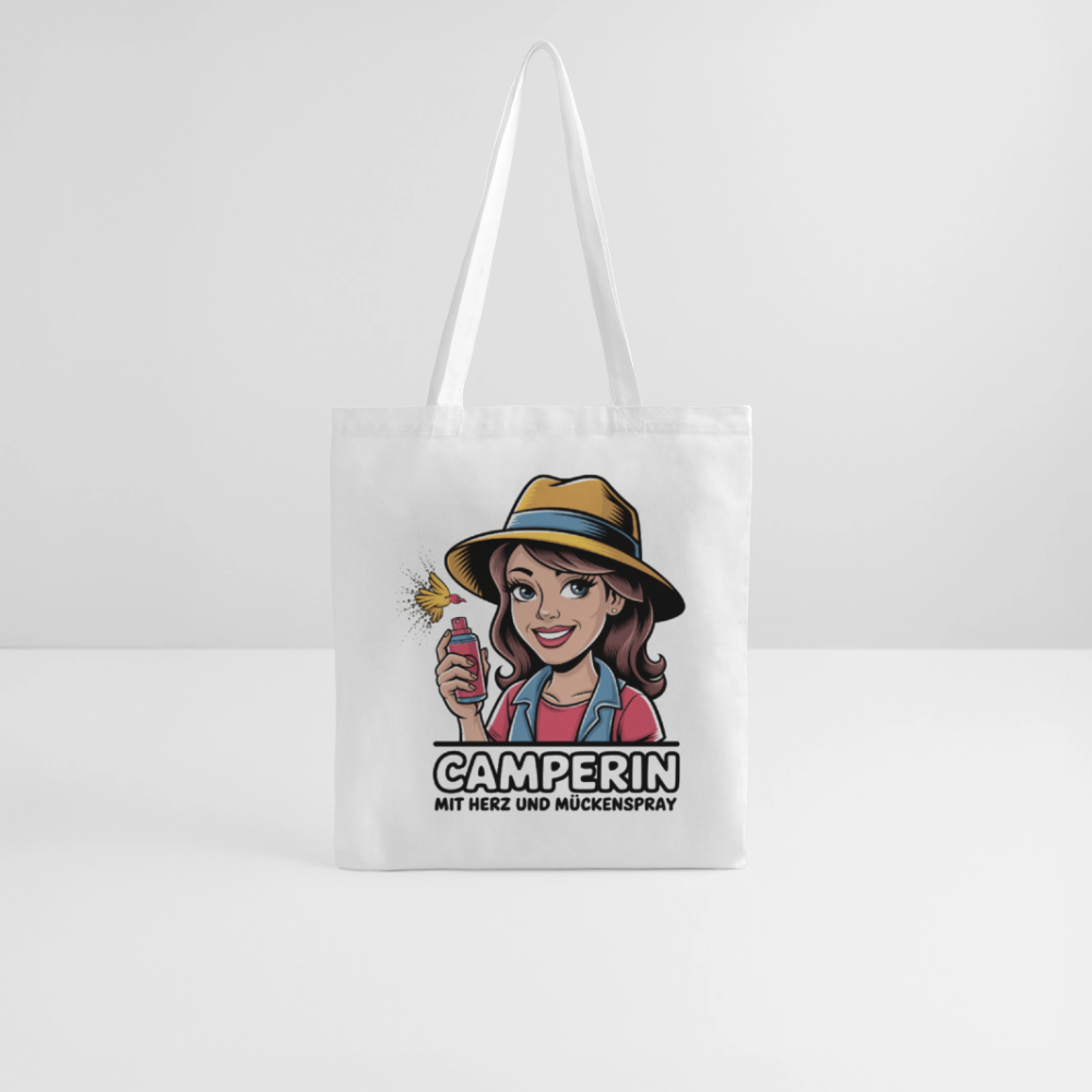 Camperin mit Herz und Mückenspray I Stoffbeutel - Weiß