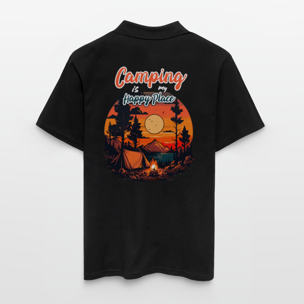 CAMPING IS MY HAPPY PLACE | Männer Poloshirt - Schwarz