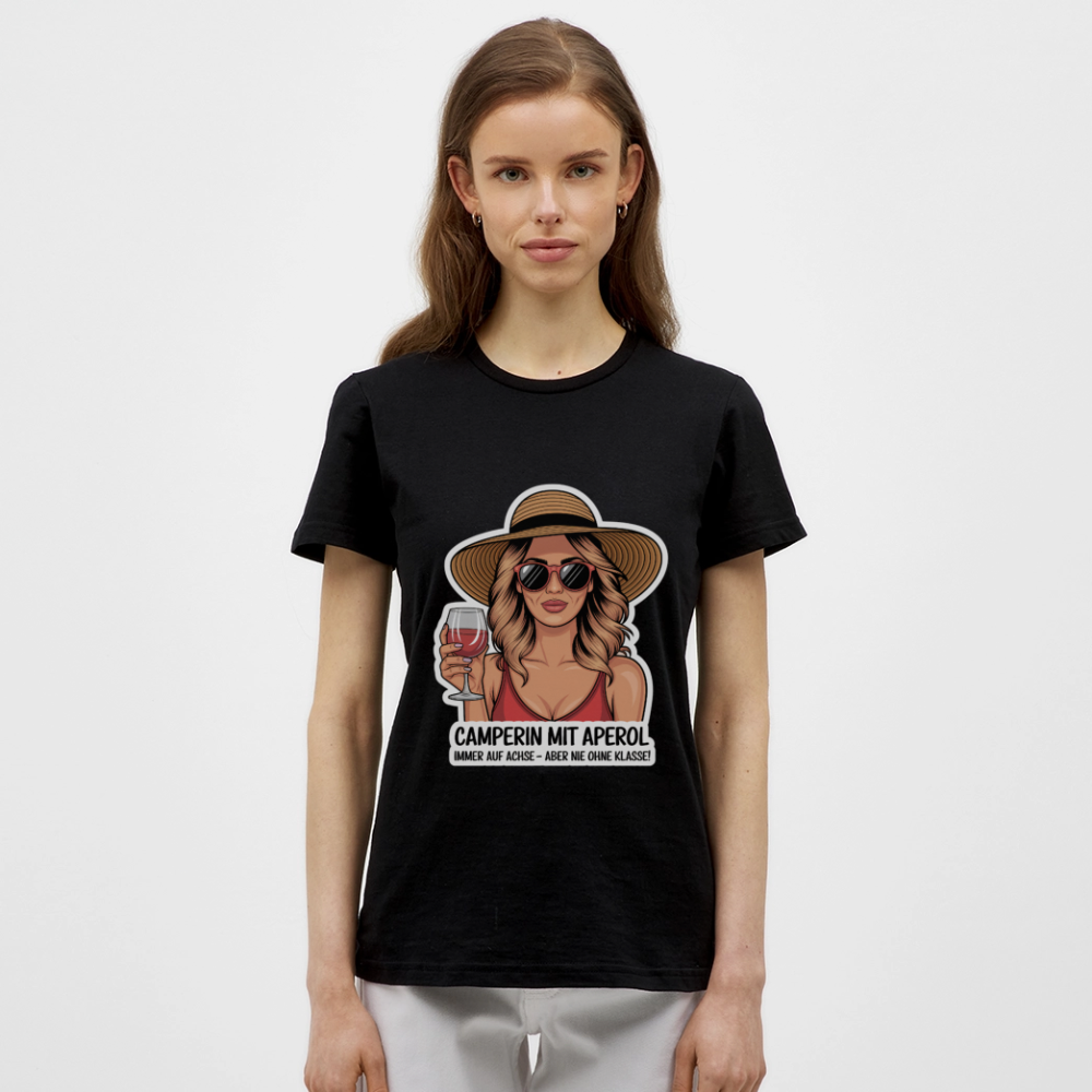 Camperin mit Aperol I Frauen T-Shirt - Schwarz