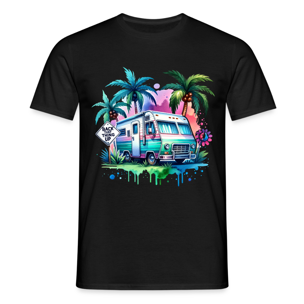 Wohnmobil unter Palmen | Männer T-Shirt - Schwarz