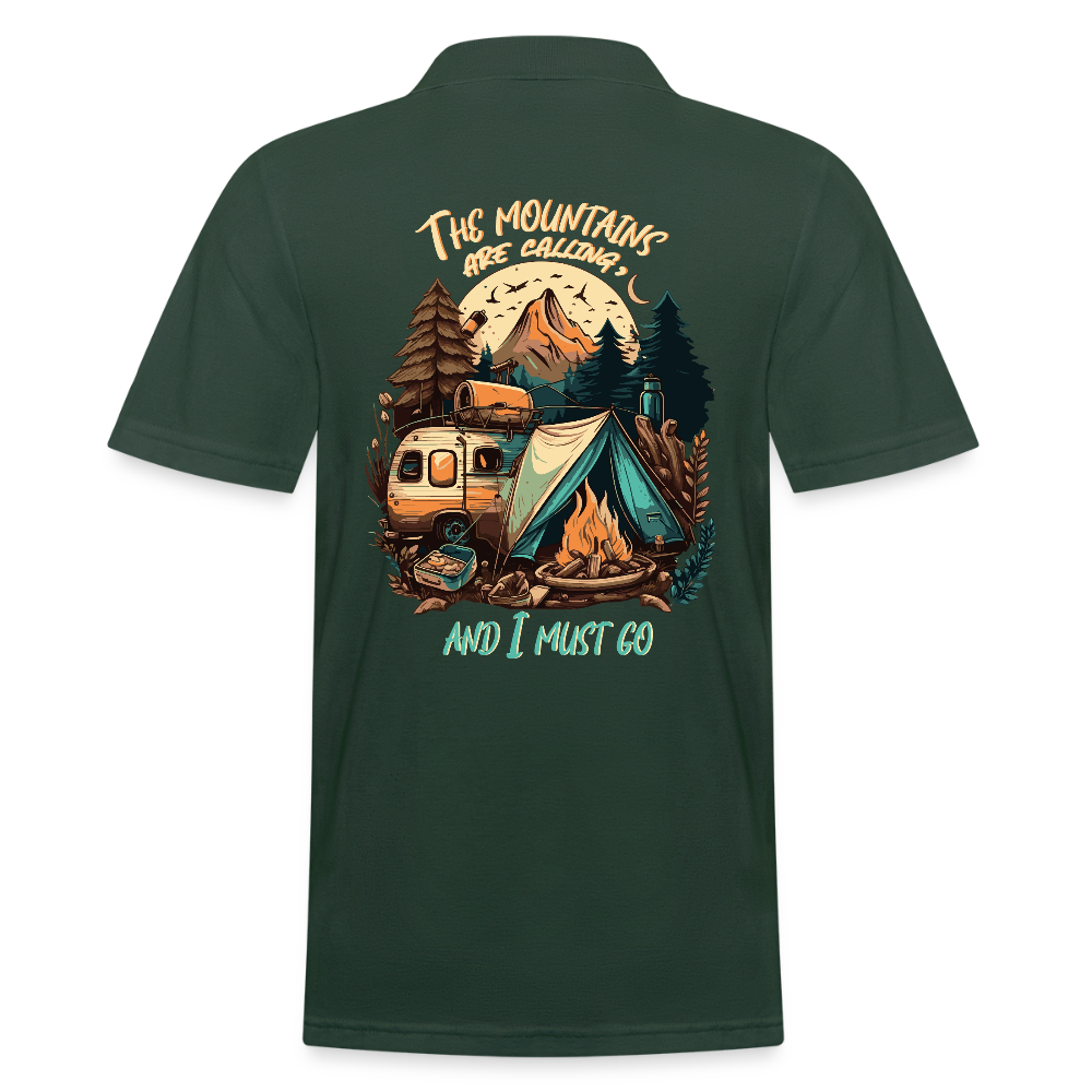THE MOUNTAINS ARE CALLING | Männer Poloshirt - Tannengrün