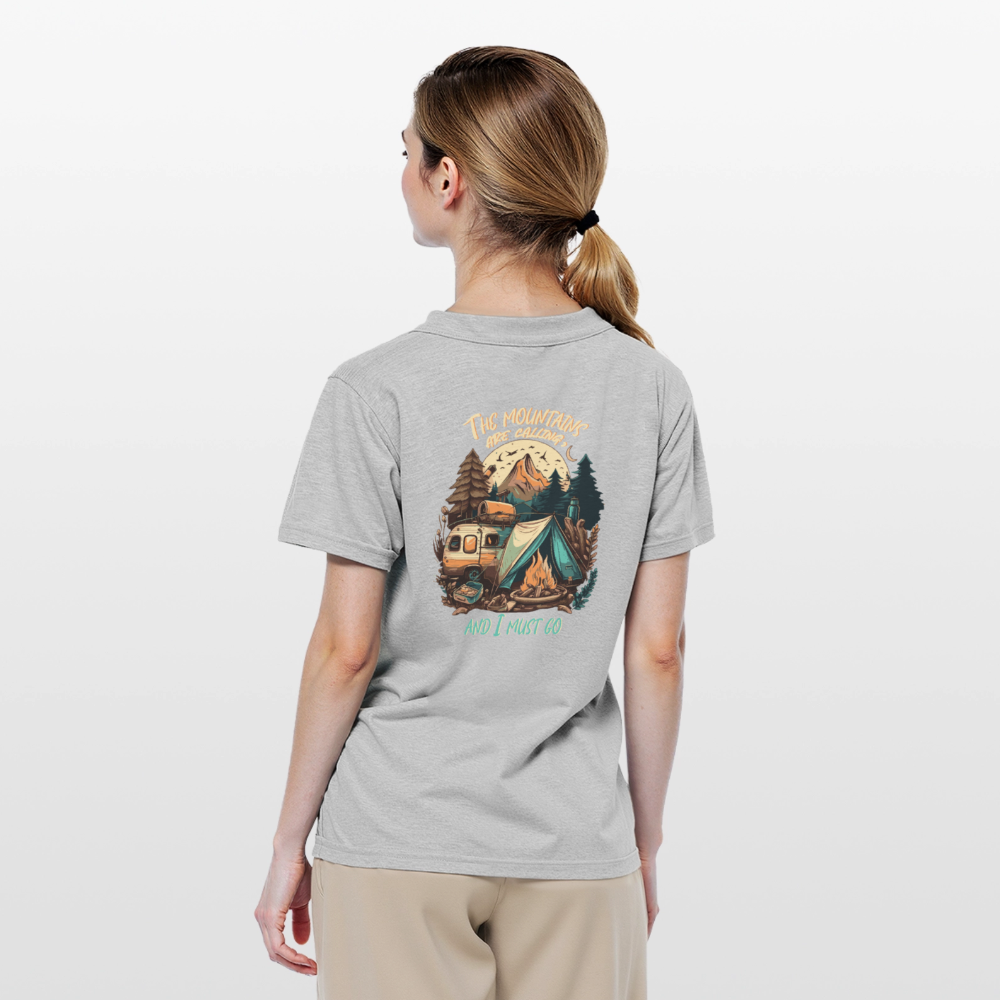 THE MOUNTAINS ARE CALLING | Frauen Polo Shirt - Grau meliert