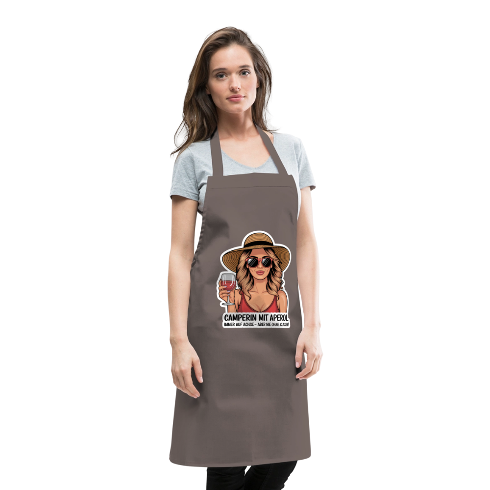Camperin mit Aperol | Kochschürze - Grau