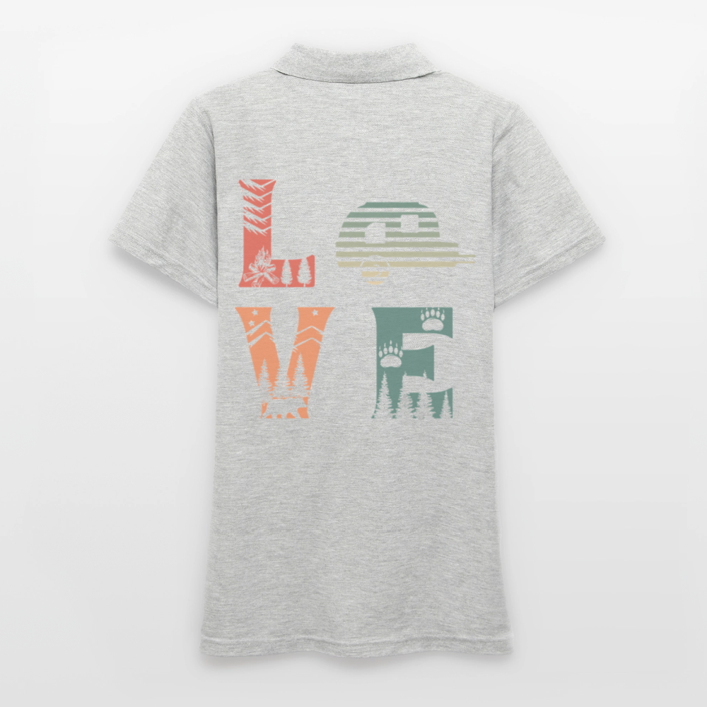 LOVE | Frauen Polo Shirt - Grau meliert