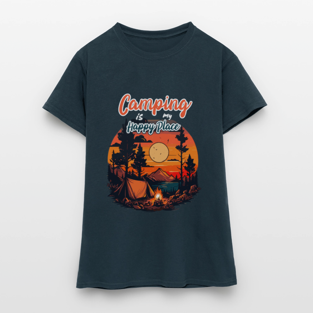 CAMPING IS MY HAPPY PLACE | Frauen T-Shirt - Navy