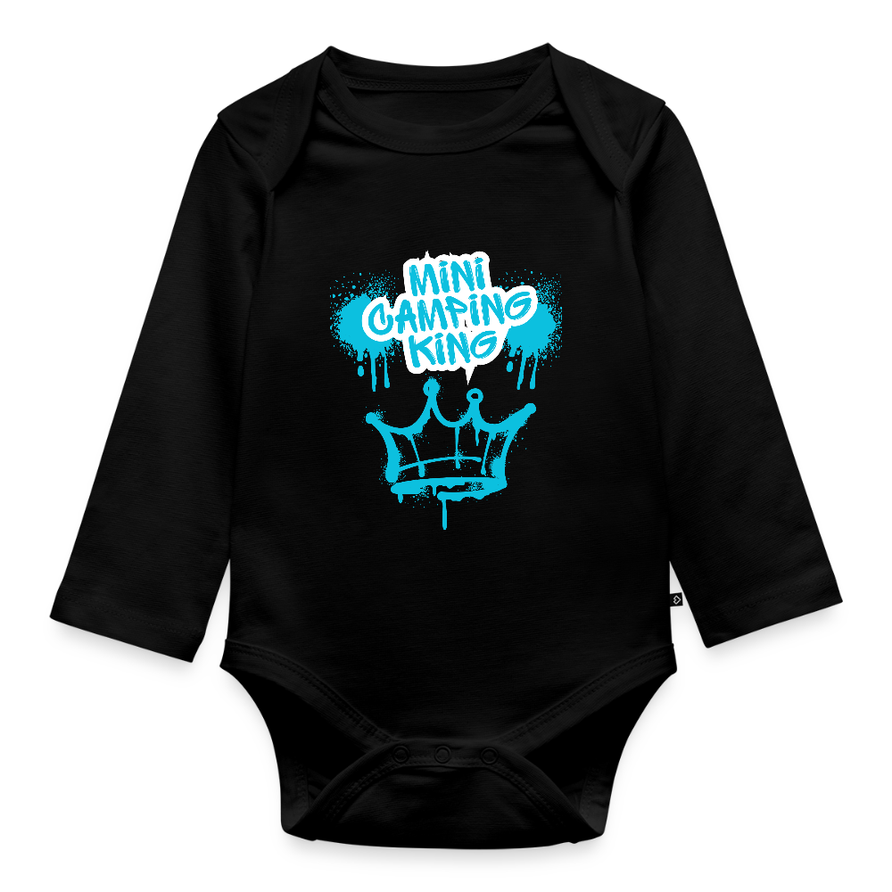 MINI CAMPING KING | Baby Bio-Langarm-Body - Schwarz