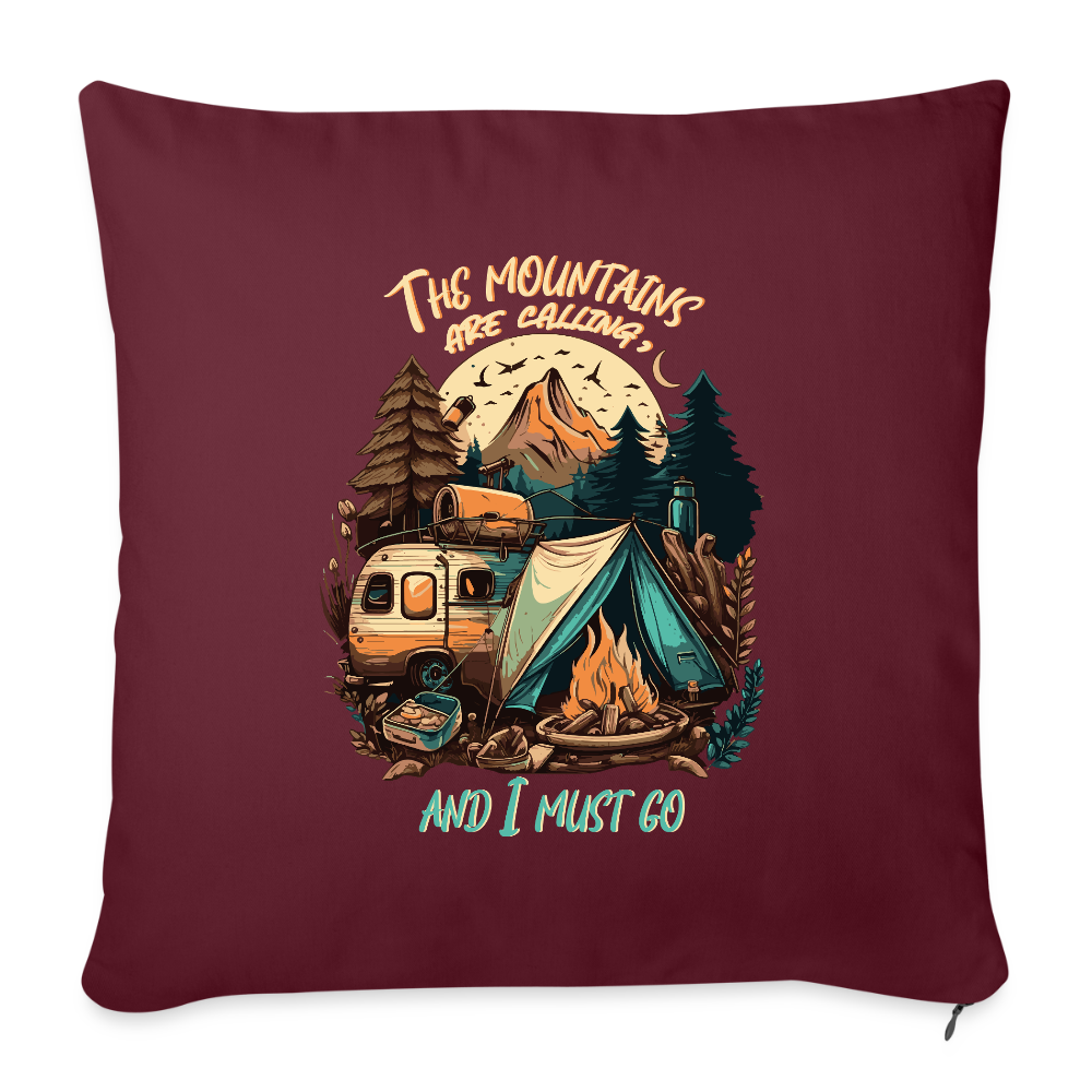 THE MOUNTAINS ARE CALLING | Sofakissenbezug 44 x 44 cm - Burgunderrot