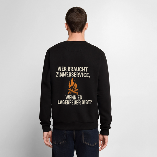 Wer braucht Zimmerservice, wenn es Lagerfeuer gibt? | Männer Premium Pullover - Schwarz