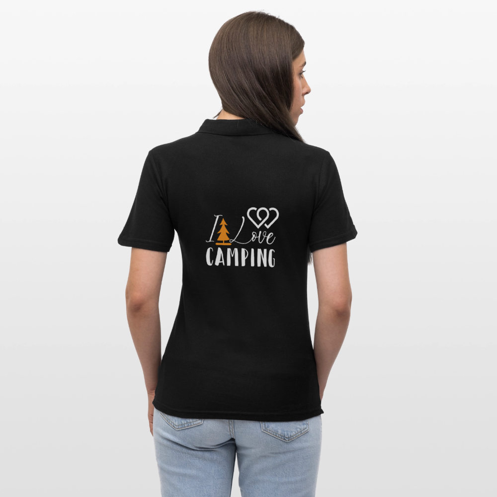 I LOVE CAMPING | Frauen Polo Shirt - Schwarz