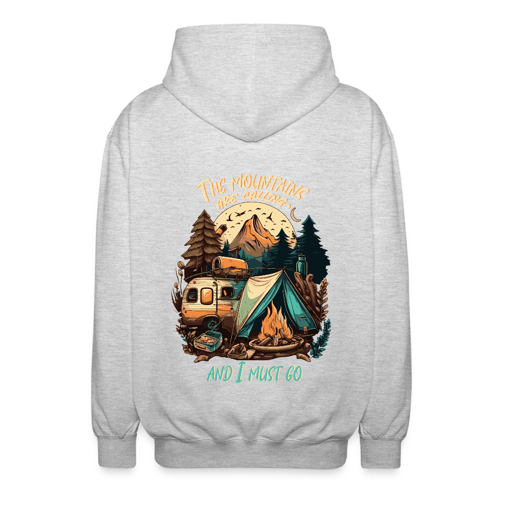 THE MOUNTAINS ARE CALLING | Unisex Kapuzenjacke - Hellgrau meliert