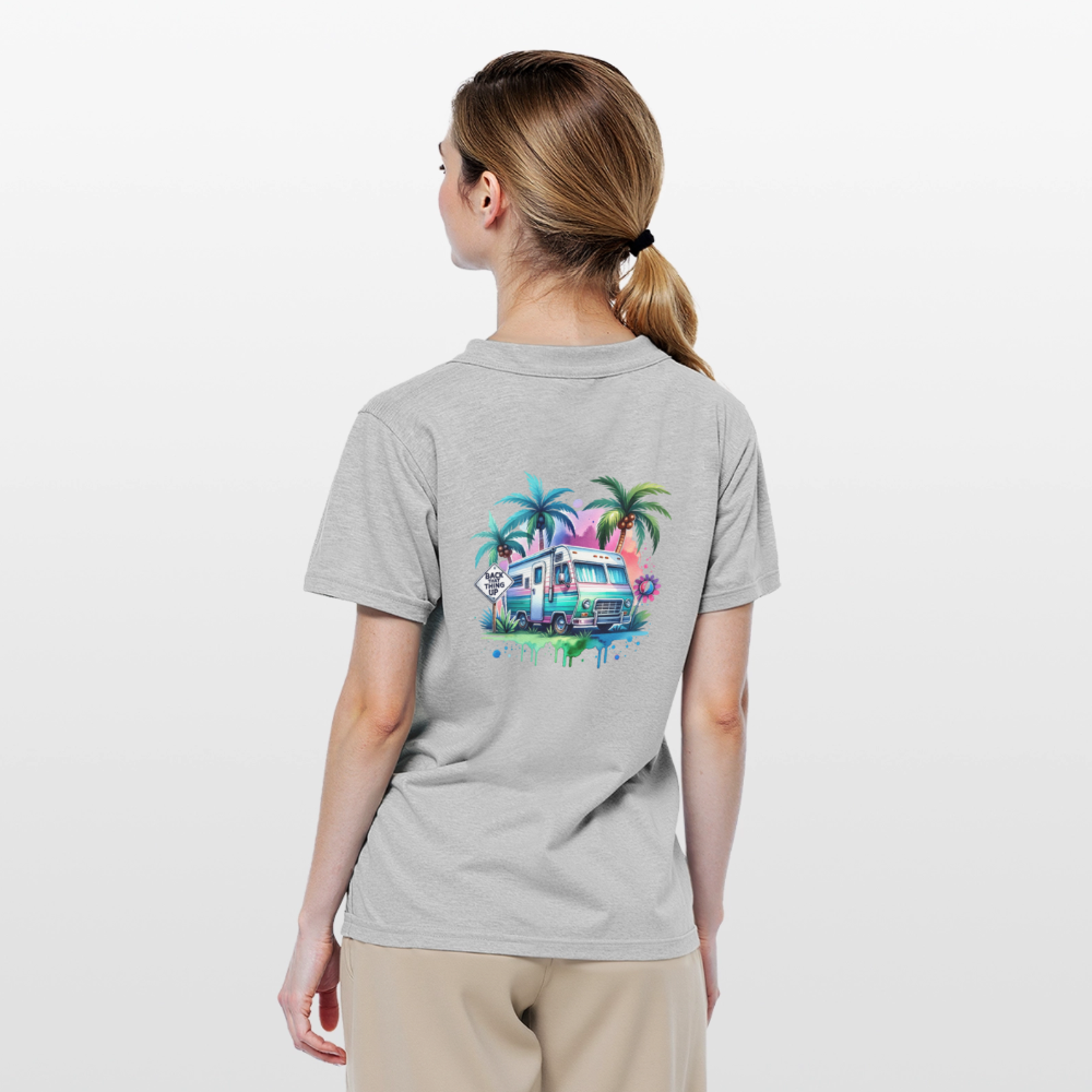 Wohnmobil unter Palmen | Frauen Polo Shirt - Grau meliert