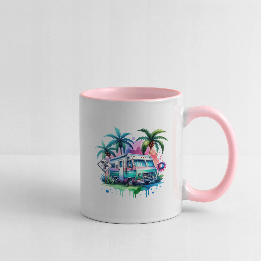 Wohnmobil unter Palmen | Tasse zweifarbig - Weiß/Pink