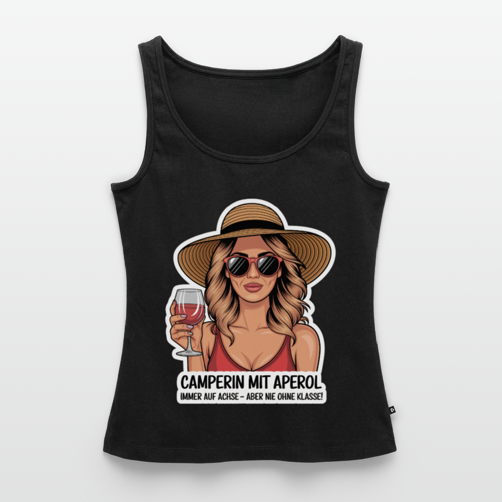 Camperin mit Aperol I Frauen Tank Top - Schwarz