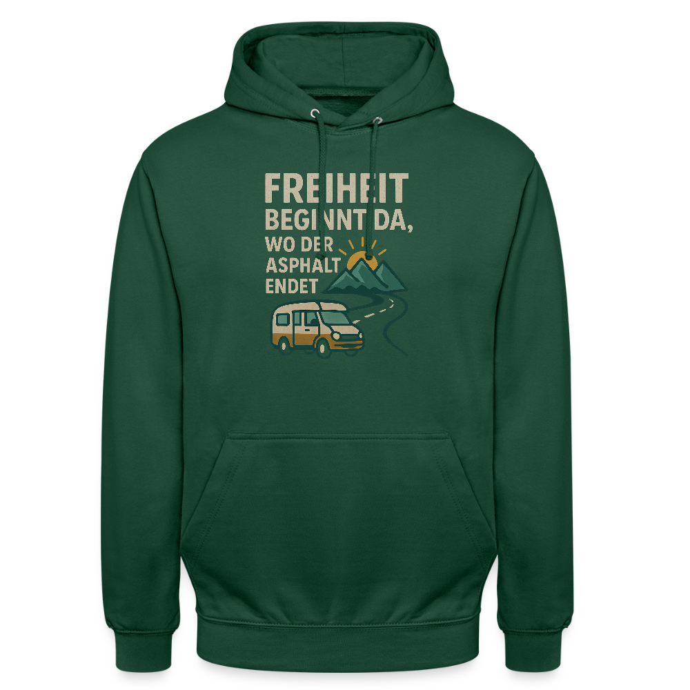 Freiheit beginnt da, wo der Asphalt endet | Unisex Hoodie - Flaschengrün